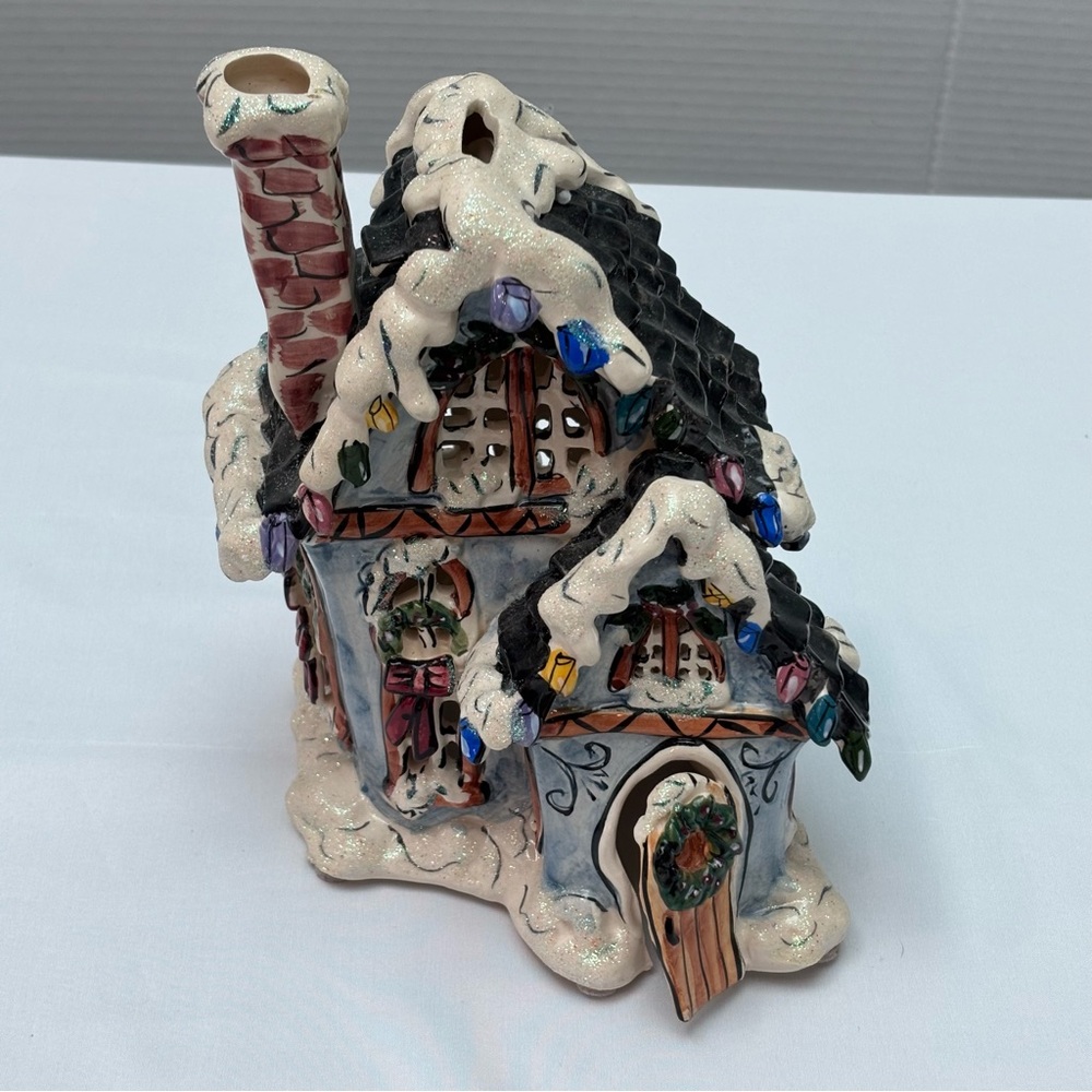 Blue Sky Clayworks Workshop Cottage Tealight House by Heather Goldminc